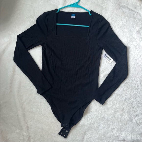 NWT Black Old Navy Bodysuit with Square Neckline - Picture 2 of 10